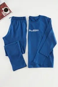 Trendyol Men's Light Navy Blue Printed Regular Fit Knitted Pajamas Set #8959556