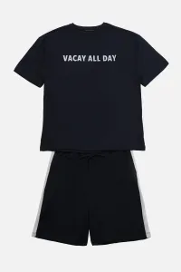 Trendyol Navy Regular Fit Printed Shorts Pajamas Set #4309983