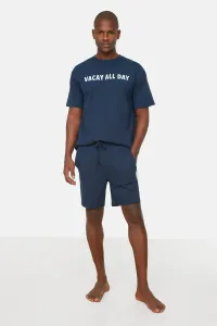 Trendyol Navy Regular Fit Printed Shorts Pajamas Set #4798487