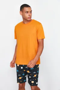 Trendyol Orange Regular Fit Printed Knitted Pajamas Set #9357934