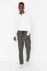 Trendyol Men's Khaki Regular Fit Striped Woven Pajama Bottoms