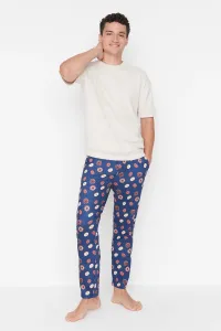 Trendyol Navy Blue Men's Regular Fit Printed Pajama Bottoms