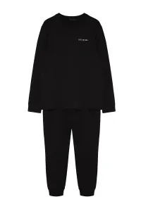 Trendyol Men's Black Regular Fit Printed Knitted Pajamas Set #7624636