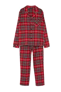 Trendyol Men's Red Regular Fit Plaid Weave Pajamas Set