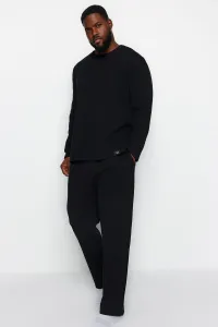 Trendyol Pánske čierne vafle Pletené pyžamo plus veľkosti #7704454