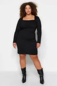 Trendyol Curve Black Knitted Mini Fitted Dress