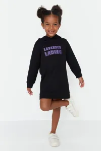 Trendyol Girls' Black Printed Sweatshirt Knitted Dress #7604802