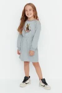 Trendyol Girls' Gray Melange Printed Knitted Dress