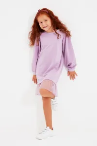 Trendyol Lilac Girl Knitted Dress With Tulle Garnish