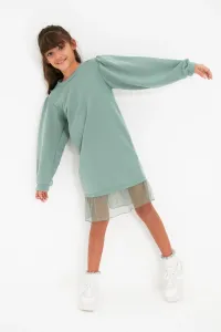 Trendyol Mint Girl Knitted Dress With Tulle Garnish #4891972