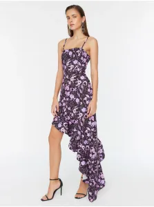 Fialové kvetované šaty s volánom Trendyol #668588
