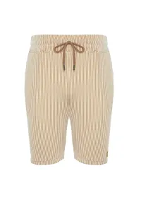 Trendyol Beige Striped Regular/Regular Fit Shorts