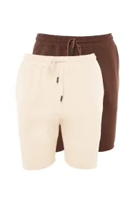 Trendyol Brown-Stone Basic Regular/Normal Fit Plain 2-Pack Shorts #5248200