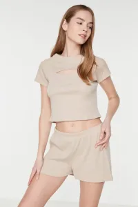 Trendyol Beige Cut-Out Detailed Camisole Knitted Bottom-Top Set