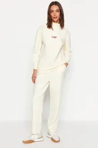 Trendyol Beige Diver/Scuba Knitted Tracksuit Set With Embroidery