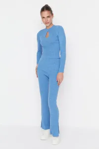 Trendyol Blue CutOut Detailed Knitwear Top and Bottom Set