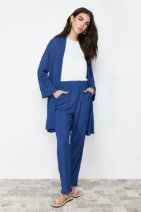Trendyol Blue Wrap Knitted Kimono Trousers Bottom-Top Set #9055855