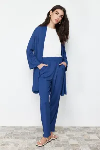 Trendyol Blue Wrap Knitted Kimono Trousers Bottom-Top Set #9055858