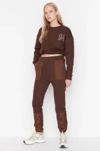 Trendyol Brown Parachute Fabric Embroidered Thick Knitted Tracksuit Set #4593174