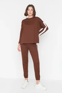 Trendyol Brown Stripe Detailed Thin Knitted Tracksuit Set #795320