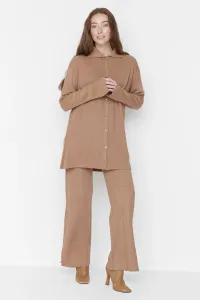 Trendyol Camel Slit Detailed Cardigan-Pants Knitwear Set #780023