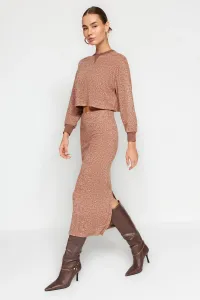 Trendyol Camel Yumoş Fabric Knitted Top and Bottom Set