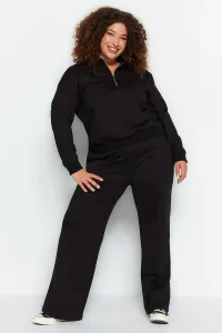 Trendyol Curve Black Wide Cut Thin Knitted Tracksuit Set