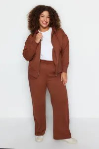 Trendyol Curve Brown Wide Cut, Thin Knitted Tracksuit Set #8174614