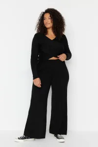 Trendyol Curve Black Double Breasted Knitwear Top and Bottom Set