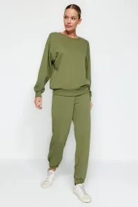 Trendyol Khaki Regular/Normal fit Basic Off Shoulders Thick Knitted Tracksuit Set