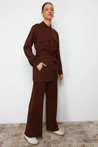 Trendyol Light Brown Belted Pocket Detailed Diver/Scuba Knitted Bottom-Top Suit