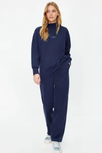 Trendyol Navy Blue Embroidery Lettered Diver/Scuba Knitted Tracksuit Set #8958884