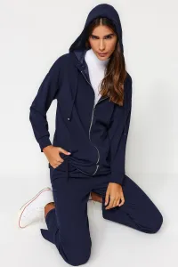 Trendyol Navy Blue Hooded Zippered Knitted Tracksuit Set #9577561