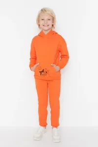Trendyol Orange Printed Boy Knitted Tracksuit Set