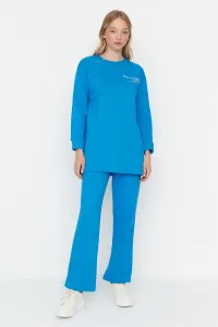 Trendyol Blue Print Detailed Thick Knitted Tracksuit Set #5736358