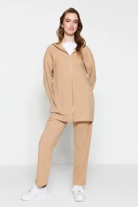 Trendyol Brown Hooded and Zippered Knitted Tracksuit Set #5736966