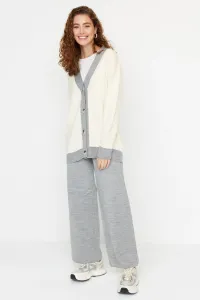 Trendyol Gray Stripe Detailed Cardigan-Pants Knitwear Set #5737236