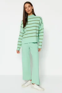 Trendyol Striped Knitwear Two Piece Set With Green Trousers #7488148