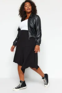 Trendyol Curve Black Asymmetrical Crepe Knitted Skirt #8616821