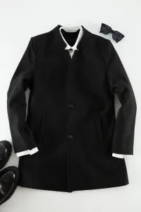 Trendyol Black Men's Slim Fit Stand Up Collar Stamped Coat #8902969
