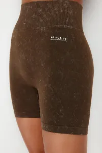 Trendyol Brown Seamless Acid Washed Knitted Sports Shorts/Short Tights