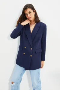 Trendyol Navy Blue Buttoned Oversize Blazer Jacket