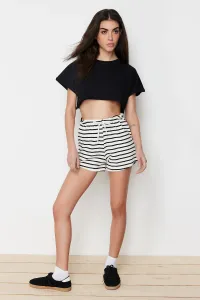 Trendyol Black Striped Elastic Waist Basic Knitted Shorts & Bermuda #9089541