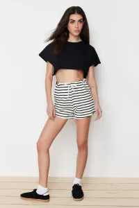 Trendyol Black Striped Elastic Waist Basic Knitted Shorts & Bermuda #9089543