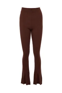 Trendyol hnedé svetrové nohavice s rozparkom
