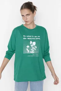 Trendyol Green Printed Boyfriend Knitted T-Shirt #5009997