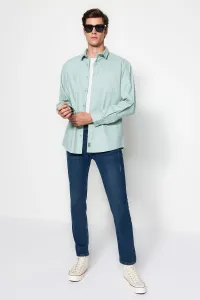 Trendyol Mint Green Men's Comfortable Fit Label Detailed Gabardine Shirt
