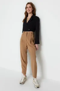 Trendyol norková mrkva polyviskónové tkané nohavice s vysokým pásom