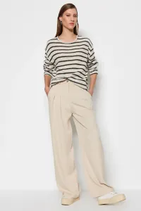 Trendyol Ecru Linen Look tkané nohavice so širokými nohavicami #6131121