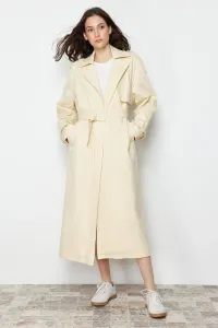 Trendyol Beige Oversize Wide Cut Belted Cotton Trench Coat #9231302